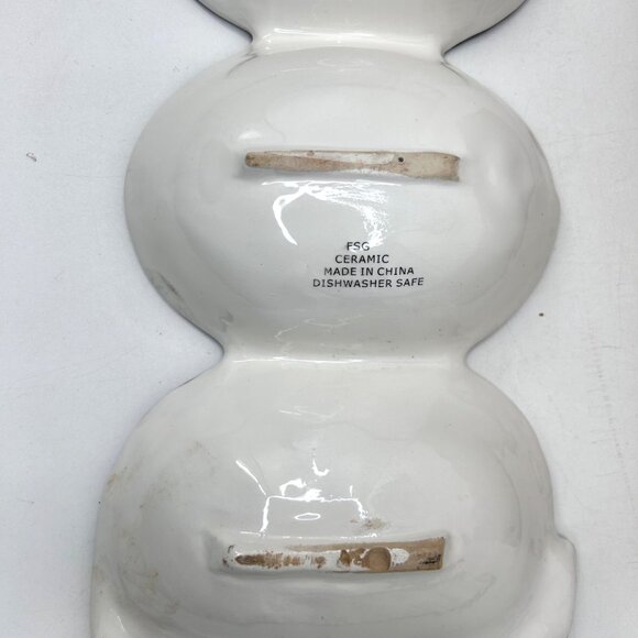 HALLOWEEN BOO CERAMIC CANDY DISH & HAPPY HALLOWEEN WOOD BLOCK DECOR SET - Picture 5 of 7